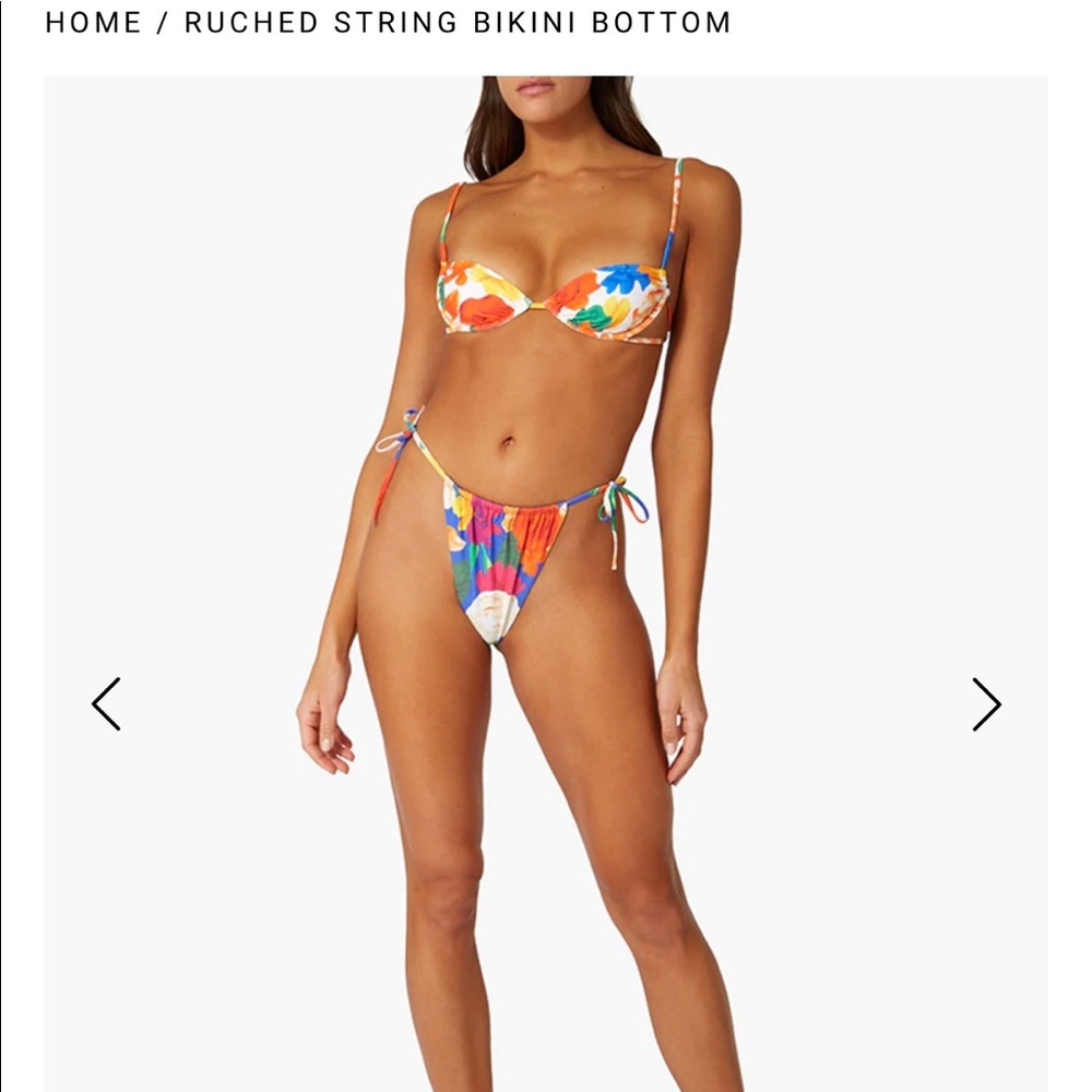 WeWoreWhat Ruched String Bikini Bottom and Ruched Underwire Bikini Top